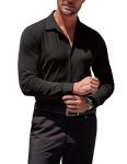 COOFANDY Men's Dress Shirts Long Sleeve Casual Shirt Stretch Muscle Fit Shirt Black