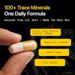 Menerals Mens Multivitamin – Powerful All in One Mineral Supplement for Men – Natural Trace Minerals with Fulvic Acid from Rich American Soil – Supports Daily Energy, Vitality, Focus, and Mens Health