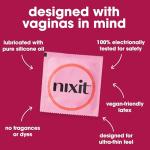 nixit Condoms | Ultra-Thin & Lubricated | No UTI Causing Chemical Irritants | Free from Toxins, Parabens, Spermicide, Glycerin & Fragrances | Vegan-Friendly Latex | 53mm Wide, 190mm Long (24 Count)