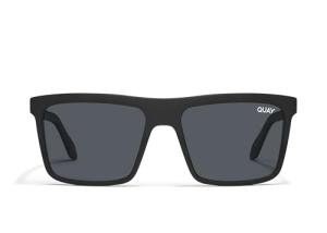 QUAY - Mens Sunglasses, Polarized Square Lenses with UV Protection, Oversized Sunglasses (Let It Run, Matte Black)