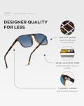 WearMe Pro Polarized Aviator One-Bridge Modern Square Mens Sunglasses (Tortoise Brown/Blue Gradient Lens)