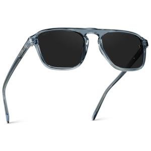 WearMe Pro Polarized Aviator One-Bridge Modern Square Mens Sunglasses (Denim Blue/Black Lens)