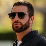 WearMe Pro Polarized Aviator One-Bridge Modern Square Mens Sunglasses (Denim Blue/Black Lens)