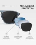 WearMe Pro Polarized Aviator One-Bridge Modern Square Mens Sunglasses (Denim Blue/Black Lens)