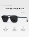 WearMe Pro Polarized Aviator One-Bridge Modern Square Mens Sunglasses (Denim Blue/Black Lens)