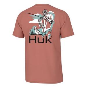 HUK Mens Fishing Graphic Tee, Performance Short Sleeve, Quick-Dry, Fletch N Bones - Sunburn, Large