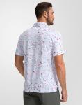 Obla Mens Golf Polo Shirts Short Sleeve Dry Fit Performance Moisture Wicking Casual Print Collared Golf Shirts for Men(White Colored Dots_L)