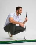 Obla Mens Golf Polo Shirts Short Sleeve Dry Fit Performance Moisture Wicking Casual Print Collared Golf Shirts for Men(White Colored Dots_L)