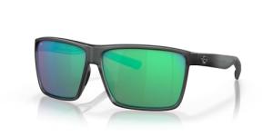 Costa Man Sunglasses Matte Smoke Crystal Frame, Green Mirror Lenses, 63MM
