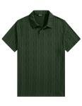 JMIERR Men's Shirts Textured Polo Shirt Lightweight Short Sleeve Casual Fashion Vintage T Shirts Button Down Knit Golf Clothes, L, Green