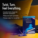 Kimono Swirl Condoms Pack of 12 - Double-Helix Twisting Shape, Condom Innovation, Extreme Sensations, More Comfort, Lubricated, with Reservoir Tip, Natural Latex Condoms, Vegan, No Latex Odor