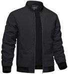 Men's Lightweight Windproof Bomber Jacket - Black XL