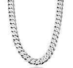 Miabella 12mm Sterling Silver Diamond-Cut Cuban Link Necklace