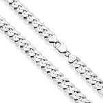 Miabella 12mm Sterling Silver Diamond-Cut Cuban Link Necklace