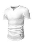 JMIERR Men's Muscle Shirt V Neck Slim Longline Short Sleeve Henley Shirt Gym Workout Athletic Tees Shirts Mens Tights for Sports,US 46(XL)
