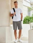 COOFANDY Men's Casual Shorts Cotton Elastic Waist Drawstring Shorts Lightweight Summer Beach Shorts Dark Grey