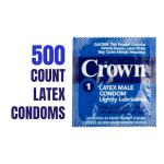 Crown Condoms — 500 Count — Lubricated Latex Condoms — 500 Count