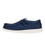 HEYDUDE Men's Wally Stretch Canvas Navy Size 8 | Men's Shoes | Men Slip-on Loafers | Comfortable & Light-Weight