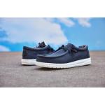 HEYDUDE Men's Wally Stretch Canvas Navy Size 8 | Men's Shoes | Men Slip-on Loafers | Comfortable & Light-Weight