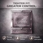 Caution Wear Iron Grip Condoms – 100 Pack, Snug Tighter Fit Latex Condoms for Men, Lubricated, Secure Fit, Individually Wrapped Bulk Value Pack