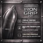 Caution Wear Iron Grip Condoms – 100 Pack, Snug Tighter Fit Latex Condoms for Men, Lubricated, Secure Fit, Individually Wrapped Bulk Value Pack