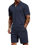 COOFANDY Mens Short Sets 2 Piece Outfits Fashion Summer Tracksuits Casual Shirt and Shorts Set