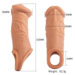 WOHUTAR ㅤNew Hollow Reusable Sleeves Girth 8237 for Men Extender Enlarger Extension Cook Enhancer Ball Stretch Sleeve Girth Best Gift -1020/Brown