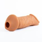 WOHUTAR ㅤNew Hollow Reusable Sleeves Girth 8237 for Men Extender Enlarger Extension Cook Enhancer Ball Stretch Sleeve Girth Best Gift -1020/Brown
