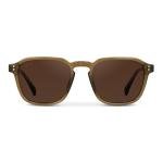 WearMe Pro Men's Polarized Square Sunglasses – Wide Fit, Retro Style, UV400, Lightweight Frame for Driving & Daily Wear (Crystal Verde/Dark Brown Lens)