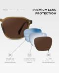 WearMe Pro Men's Polarized Square Sunglasses – Wide Fit, Retro Style, UV400, Lightweight Frame for Driving & Daily Wear (Crystal Verde/Dark Brown Lens)