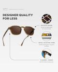 WearMe Pro Men's Polarized Square Sunglasses – Wide Fit, Retro Style, UV400, Lightweight Frame for Driving & Daily Wear (Crystal Verde/Dark Brown Lens)