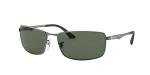 Ray-Ban Mens RB3498 Rectangular Sunglasses, Gunmetal/Dark Green, 64 mm
