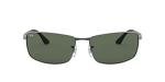 Ray-Ban Mens RB3498 Rectangular Sunglasses, Gunmetal/Dark Green, 64 mm