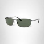 Ray-Ban Mens RB3498 Rectangular Sunglasses, Gunmetal/Dark Green, 64 mm