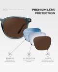 WearMe Pro WMP Eyewear - Men's Polarized Modern Rounded Square Sunglasses (Crystal Stone Blue/Brown Lens)