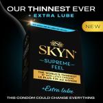 SKYN Supreme Feel Extra Lube Non-Latex Condoms, 8 Count, Ultra-Thin & with 40% Extra Lubrication for a Natural, Smooth Fit