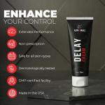AlphaMale Premium Delay Cream - Last Longer in Bed - Desensitizing Creme with 7.5% Benzocaine - No-Mess Alternative to Delay Spray - To Prolong Intimacy - 1oz