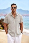 COOFANDY Men's Short Sleeve Linen Button-Up Shirt