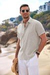 COOFANDY Men's Short Sleeve Linen Button-Up Shirt