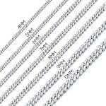 Men's 24-Inch 3MM Diamond Cut Silver Cuban Chain