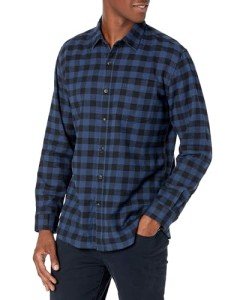 Men's Blue Buffalo Plaid Long-Sleeve Flannel Shirt