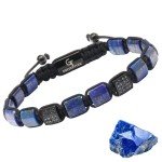 Men's Adjustable Lapis Lazuli Bead Bracelet