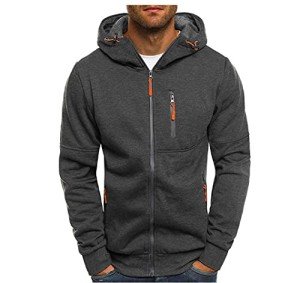 Men's Dark Grey Full-Zip Hoodie with Pockets
