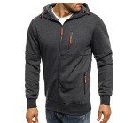 Men's Dark Grey Full-Zip Hoodie with Pockets