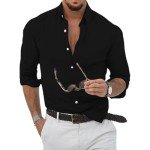 Men's Slim Fit Casual Long Sleeve Button-Up Shirt