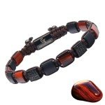 Men's Red Tiger Eye Adjustable Bead Bracelet