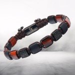 Men's Red Tiger Eye Adjustable Bead Bracelet