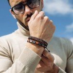 Men's Red Tiger Eye Adjustable Bead Bracelet