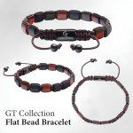 Men's Red Tiger Eye Adjustable Bead Bracelet
