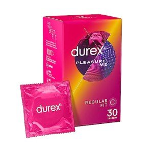 Durex Ribbed & Dotted Regular Fit Condoms, 30 Pack